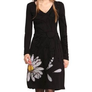 Desigual Black Daisy A-Line Dress